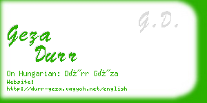 geza durr business card
